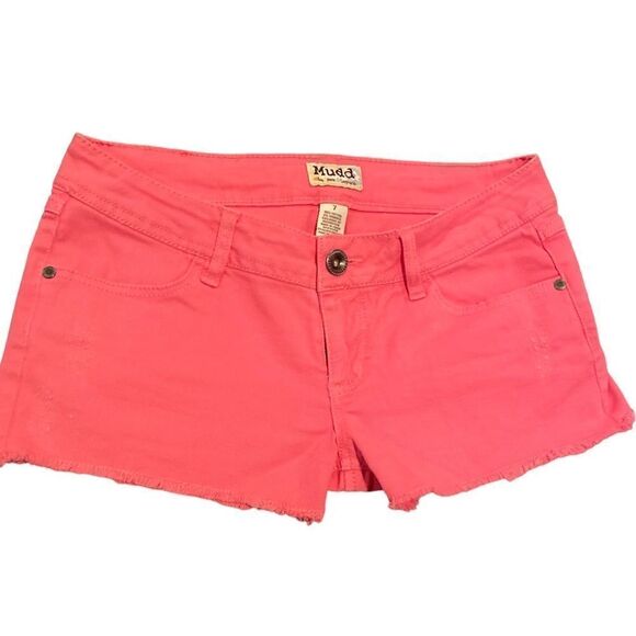 MUDD Hot Pink Jean Shorts Size 7 Junior - Picture 1 of 11